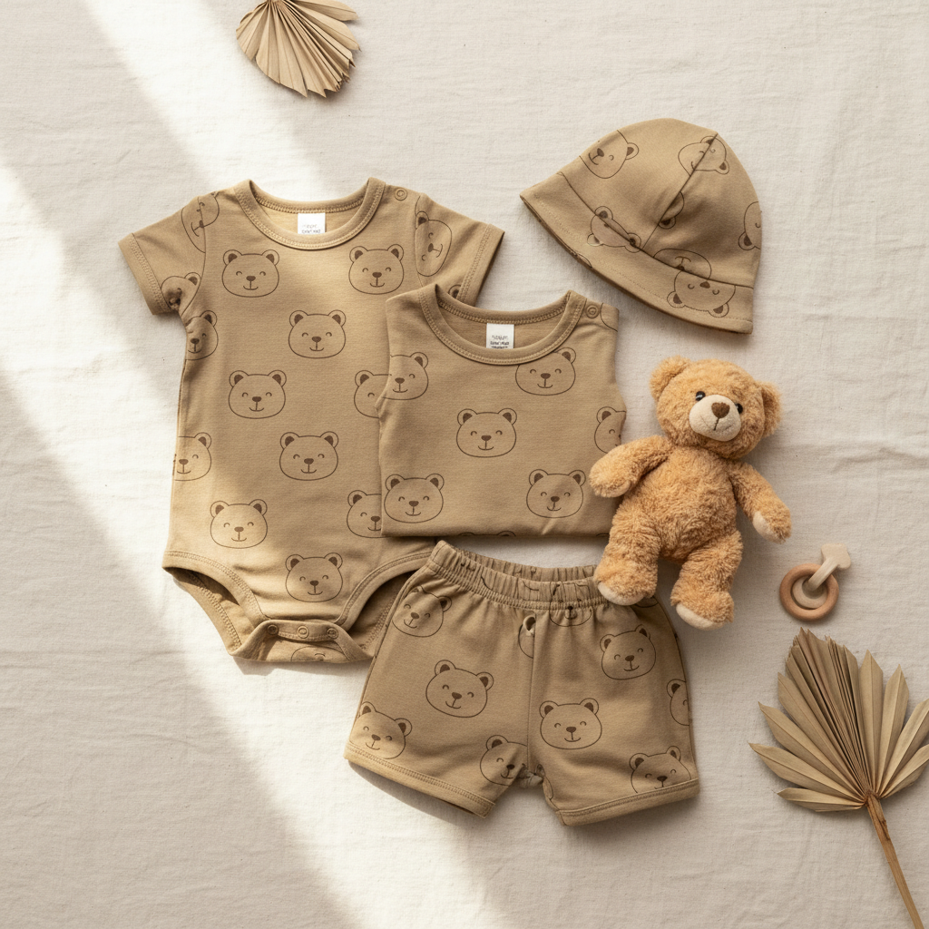 Baby Boy Bear Romper Set