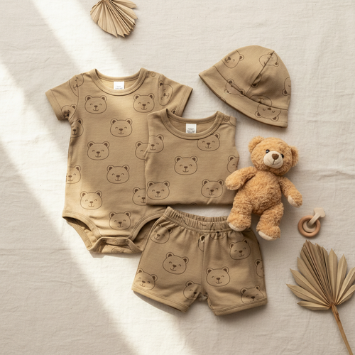 Baby Boy Bear Romper Set